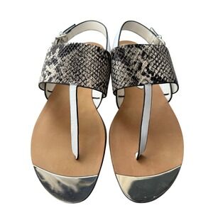 Isola Snakeskin Print Thong Sandals‎ Silver Accent Buckle Strap Size 9M